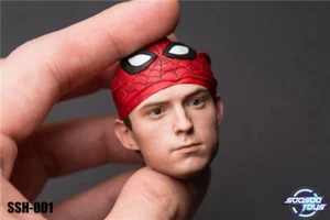 1/6 Mask Spider-man Head Carved Peter Parker Head Sculpt Fit 12'' Action Figure - Picture 1 of 6