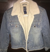 Gap Kids Sz L (10) Denim Jacket With Faux Sherling