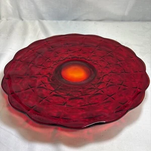 DE COLECCIÓN TIARA RUBÍ ROJO AMBERINA VIDRIO SUNSET CONSTELACIÓN PLATO 14" EN BASE - Imagen 1 de 8