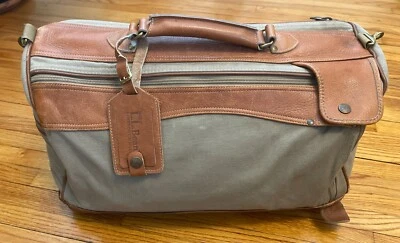 Bolso de Lona de Viaje LL Bean Freeport Maine de Colección Años 80 Cuero Barco y Bolso de Mano Foto 1 de 4