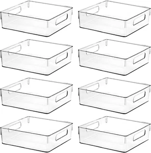 Clear Plastic Storage Bins, Home Bathroom Laundry Room Freezer Refrigerator Pant - Picture 1 of 12