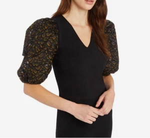 Marie Oliver Womens Size Medium Ulisa Top Plume Embroidered Puff Sleeve V-Neck - Picture 1 of 7