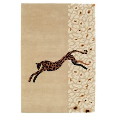 Safari Panther Animal Ivory Handmade 1000% Wool Area Carpet  6x9 8x10 9x12 bedro - Image 1 of 2
