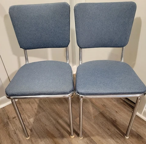 Pair of  Chrome & Vinyl Kitchen Dinette Chairs Howell Vintage Mid Century Cover