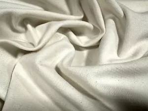 Wool Mouflon Flannel Brushed Fabric, Per Metre - Plain - Winter White - Picture 1 of 3