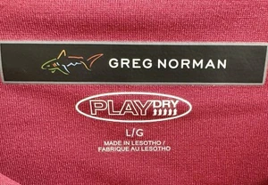 Greg Norman Play Dry Size Large Golf Polo Raspberry Tonal Striped Slits & Logo - Picture 1 of 9