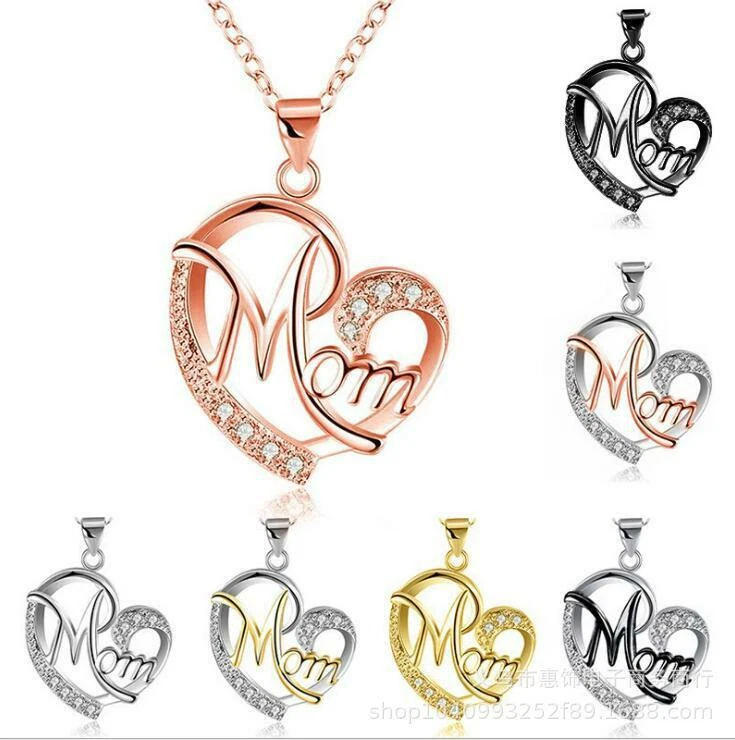 Mamma Giorno Ciondolo Collana Gioielli Lucente Cuore Love Mom Regalo - Immagine 1 di 1