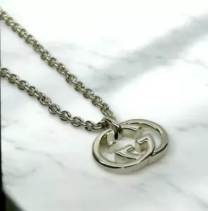 GUCCI Interlocking GG Logo Collana Ciondolo Argento Sterling 925 [N. Mint] 18... - Foto 1 di 11