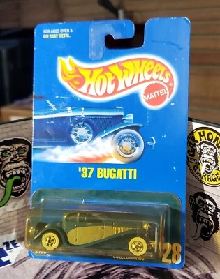 👓Hot Wheels 1991 BLUE CARD #28🔥'37 BUGATTI Blue & Gray⭐White Wall Basic Wheels - Image 1 of 4