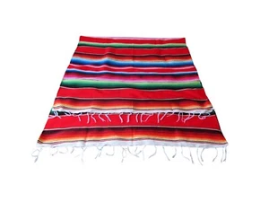 Mexikanische Sarape Decke 200 x 90 cm Aztektenrot | Sofa Hotrod Yoga Decke - Bild 1 von 3