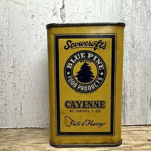 Vintage Scowcroft Blue Pine Spice Tin - Cayenne Ogden Utah  Advertising - Picture 1 of 10