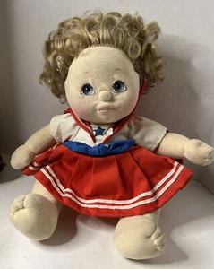 VTG Mattel 1985 My Child Doll Blond Hair Blue Eyes Red Sailor Dress - Picture 1 of 5