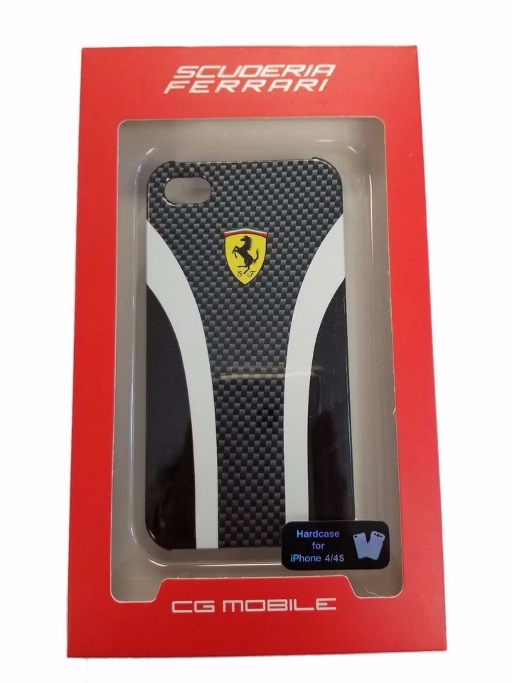 Funda rígida delgada blanca y negra Scuderia Ferrari para iPhone 4 4S cubierta protectora Foto 1 de 4