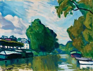 ALBERT MARQUET Poster or Canvas Print "POISSY, BORDS DE SEINE" - Picture 1 of 1