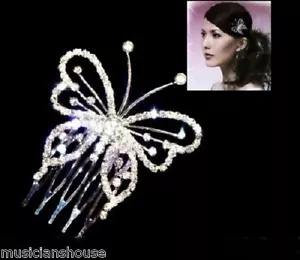 HAIR Slide PIN Comb CLIP Butterfly Fascinator DIAMANTE CRYSTAL Bridal Bridesmaid - Picture 1 of 1