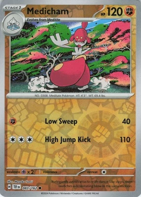 Medicham Reverse Holo 083/162 Common SV05: Temporal Forces NM Pokémon - Image 1 of 2