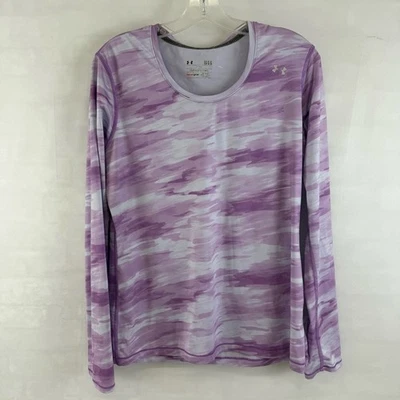 Top Under Armour manga larga camuflaje púrpura cuello redondo grande para mujer Foto 1 de 4