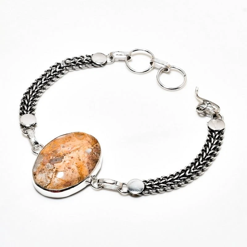 Brazalete Joyería Chapado en Plata 925 Piedras Preciosas Mookaite Brechas 6-8" Foto 1 de 1