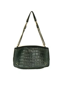 Dark Green BOBI Crocodile Embossed Leather Large Shoulder Bag  JEROME DREYFUSS - Picture 1 of 5