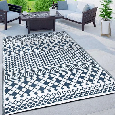 Rugshop Alfombra Exterior Bohemia Geométrica Reversible Plástico Exterior Patio Alfombras 5x7 Foto 1 de 4