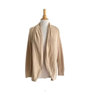 Lilly Pulitzer 100% Kaschmir hellbraun vorne offen Cardigan Pullover Rüschenbesatz Gr. M - Bild 1 von 4