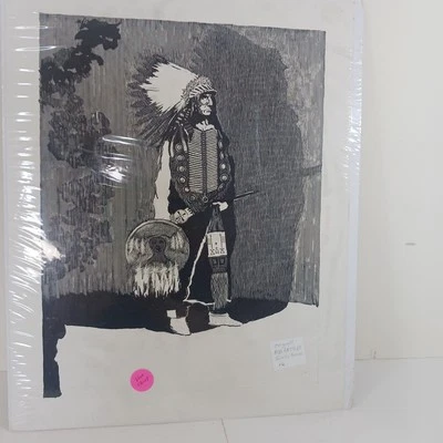 Original Asa Battles Vida Silvestre Rascador Dibujo Nativo Americano Jefe de Guerra Foto 1 de 4