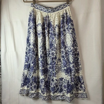 max studo Mujer Maxi Falda Floral Azul Blanco Mediano Foto 1 de 4