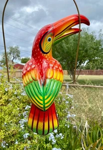 XLg Talavera Tucán Loro Pájaro Animal Cerámica Mexicana Cerámica Colgante Patio 17" - Imagen 1 de 7