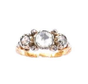 Antiker Diamant Ring mit Diamantrosen in 585 Gold und Silber Niederlande um 1860 - Bild 1 von 6