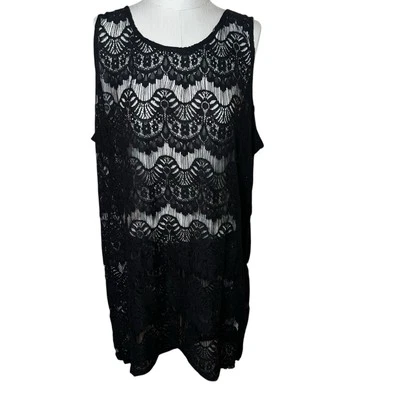 Vestido negro de encaje para nadar playa para mujer talla XL APT 9 túnica sin mangas NUEVO Foto 1 de 4