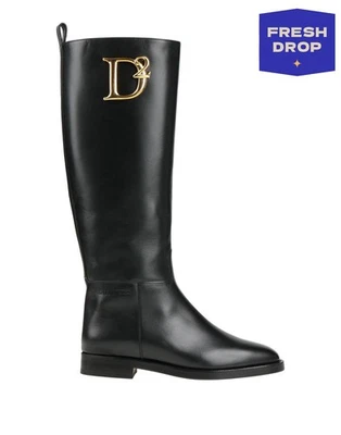 PVP €1200 DSQUARED2 Botas hasta la rodilla de cuero US11 UK8 EU41 Logo Hechas en Italia Foto 1 de 4
