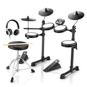 DED-80 Electronic Drum Set with 4 Quiet Mesh Pads, 180+ Sounds, 2 Pedals, - Picture 1 of 7