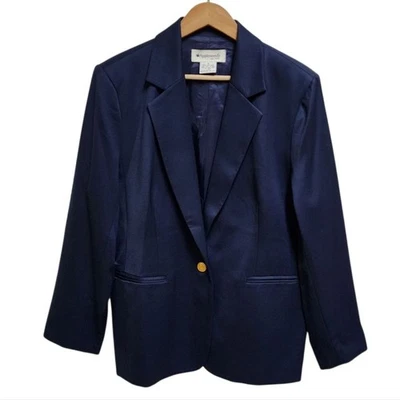 Blazer De Colección Appleseeds Para Mujer Talla 18 Azul Marino Lana Forrado con Botones Brillo Clásico Oficina Foto 1 de 4