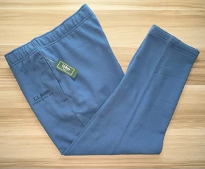 LL Bean Mens Large 1912 Sweatpants Blue Fleece Cotton Blend 26.5" Inseam Hemmed? - Picture 1 of 17
