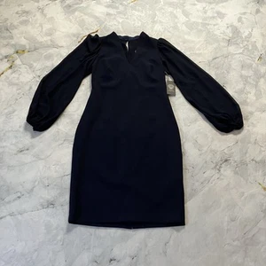 Vince Camuto Kleid Damen Größe 6 Marine Krepp Bodycon Chiffonärmel und Rücken - Bild 1 von 11