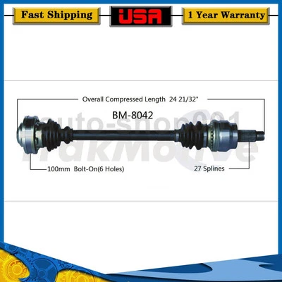 Eje trasero izquierdo CV eje articulado para BMW 525i tracción trasera 2,5 L 2003 2002 2001 Foto 1 de 2