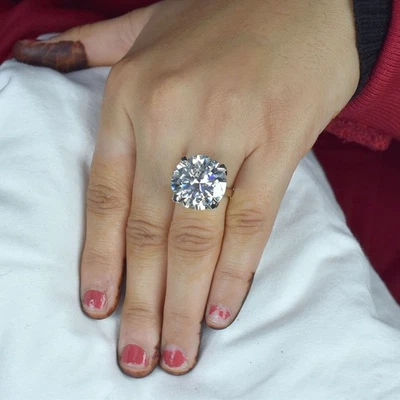 罕见 18.00 克拉认证白色钻石鸡尾酒戒指! 免费钻石耳钉! — 第 1/4 张图片