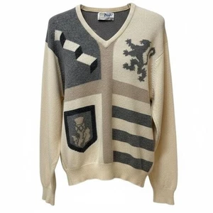 Suéter De Colección Pringle of Scotland 100% Cachemira Hombres L Cresta León Parche Escocia - Imagen 1 de 5