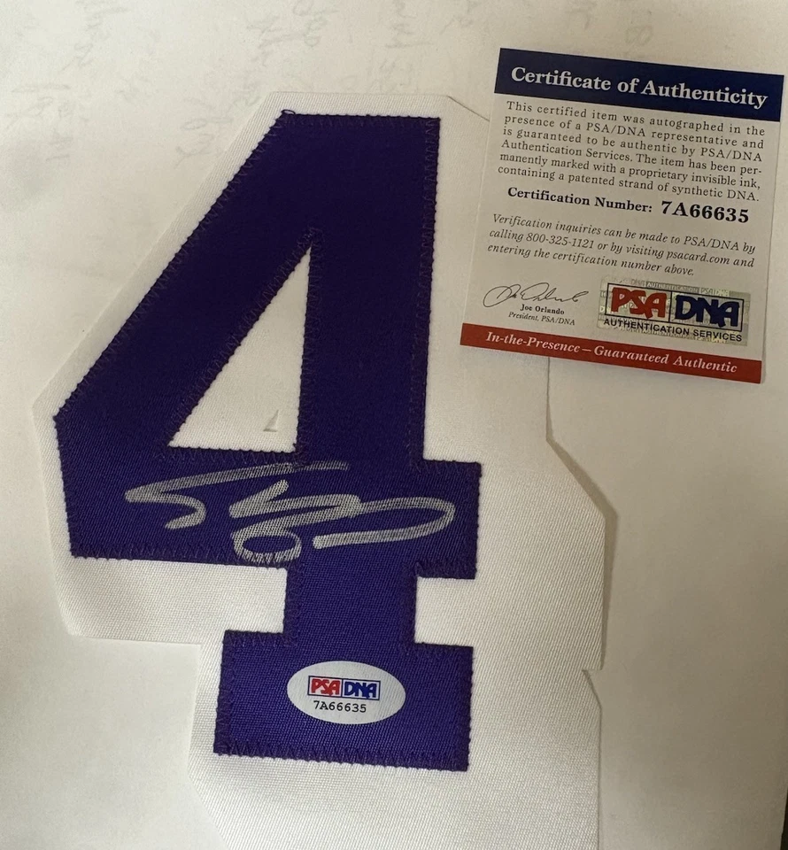 Shaquille O'Neal Signed Purple Jersey Number Only #4 Lakers PSA/DNA - Image 1 of 2