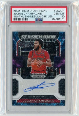 2022 Panini Prizm Draft Picks Nebula Autograph Julian Champagnie PSA 10 - Image 1 of 3