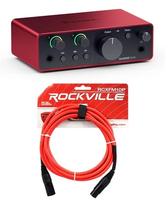 Focusrite Scarlett Solo 4th Gen Studio Recording USB Audio Interface + XLR Cable - Image 1 of 4