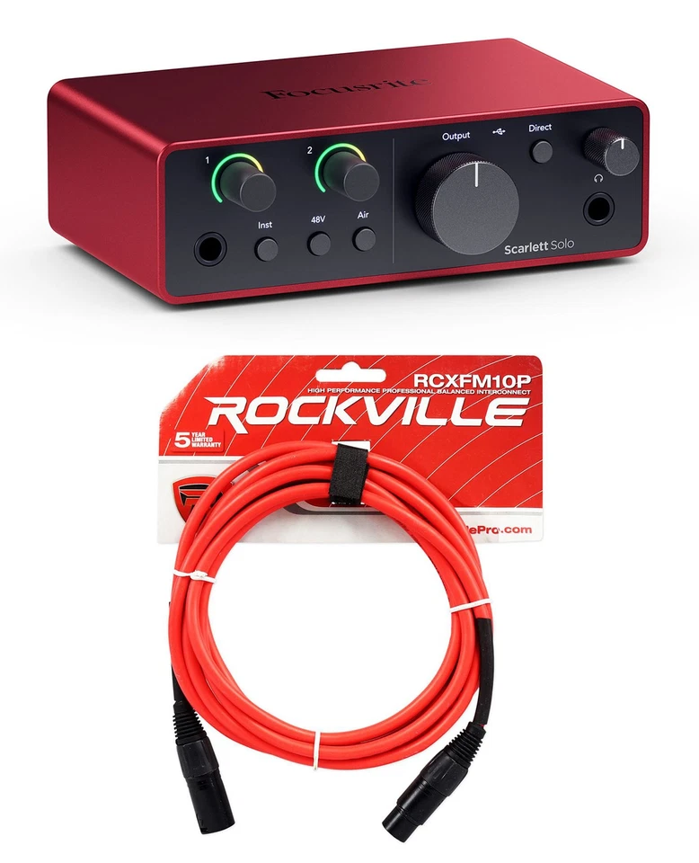 Focusrite Scarlett Solo 4th Gen Studio Recording USB Audio Interface + XLR Cable - Image 1 of 4