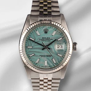 Rolex 36 mm Datejust Stahl geriffelt Jubilee blaues Motiv Zifferblatt Uhr 16014 - Bild 1 von 10