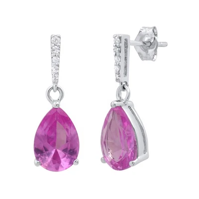 Colección Dazzlingrock 9X7 mm Pear Lab Creado Zafiro Rosa Damas Cuelga T... Foto 1 de 3