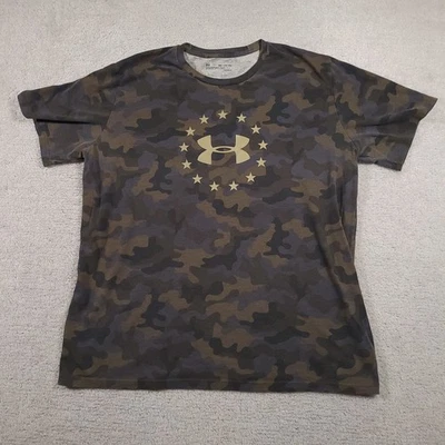 Under Armour Shirt Mens 2XL Camo HeatGear Loose Fit Crewneck Stars Logo Tee - Image 1 of 4