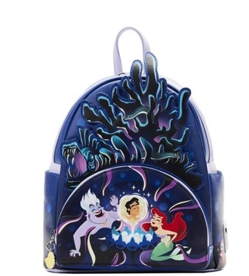 НОВЫЙ С ЯРЛЫКАМИ LOUNGEFLY МАЛЕНЬКАЯ РУСАЛОЧКА URSULA ЛОГОВО ЗАРЕВО В ТЕМНОТЕ МИНИ РЮКЗАК - Изображение 1 из 4