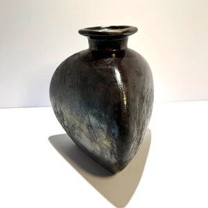 Raku Handcrafted Dark Studio Art Pottery Vase 2010 Signed Lorrie Wickman - Picture 1 of 11