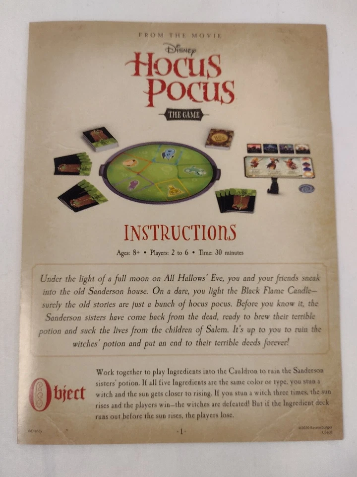 Hocus Pocus 游戏规则手册全新替换零件  — 第 1/1 张图片