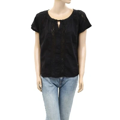 Camisa Blusa Top Algodón Negra Odd Molly Anthropologie Encaje Sólido M-2 NUEVA 256675 Foto 1 de 4