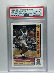 ITALIAN 1991 Upper Deck International #4 Michael Jordan All-Star PSA 6 BULLS HOF - Picture 1 of 2